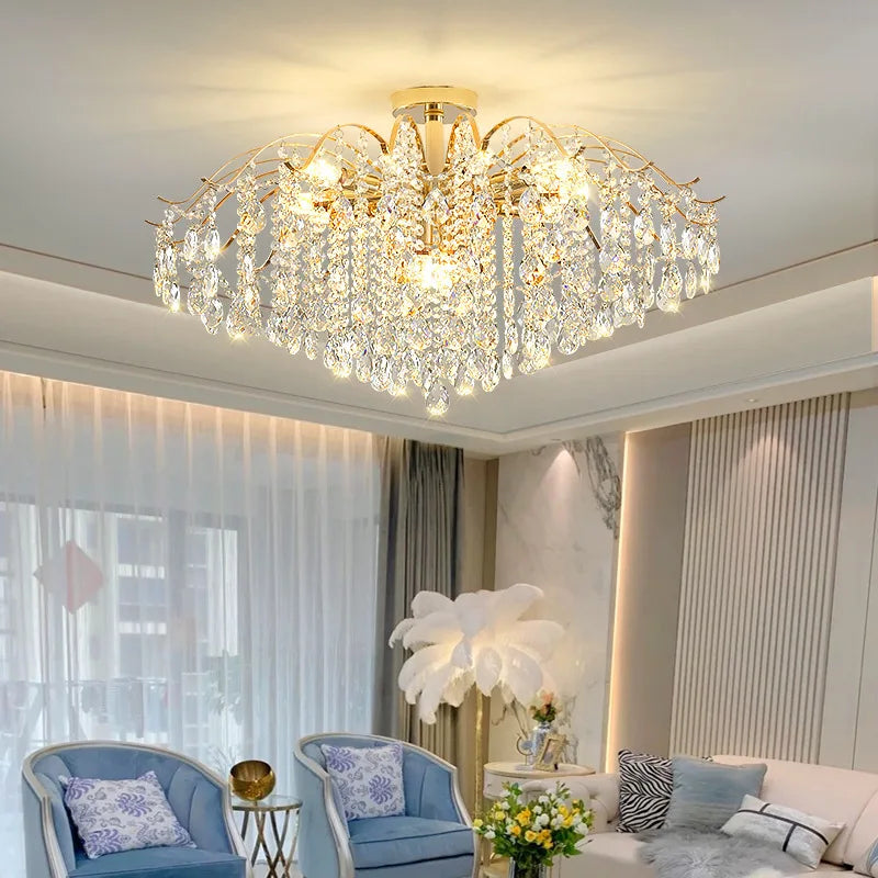 Luxury Crystal Ceiling Chandelier LED Living Room Light