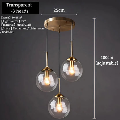 Modern Luxury Glass Pendant Light Nordic LED Hanging Lamp