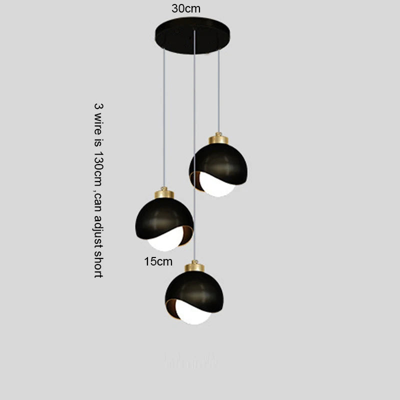 Glass Ball Pendant Lamp Modern Bedroom Bedside Hanging Light