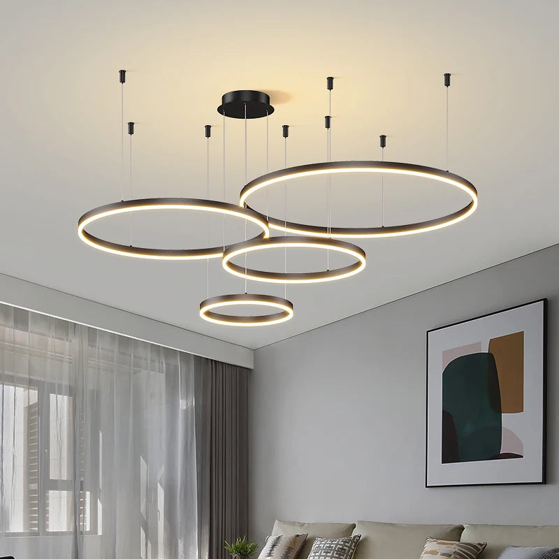 Modern Circular Ring LED Chandelier Living Room Ceiling Light