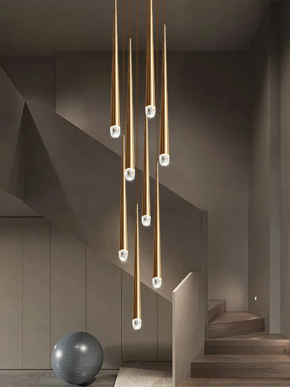 Luxury Staircase Crystal Chandelier High Ceiling Villa Pendant Lighting