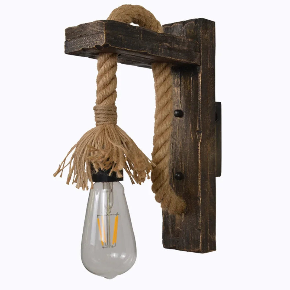 Industrial Farmhouse Wall Sconce with Wood Accent