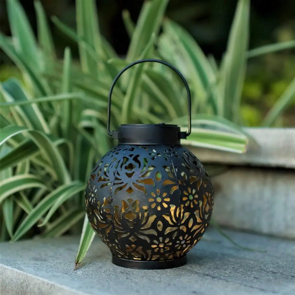 Solar Hanging Garden Lantern with Hollow Projection Design