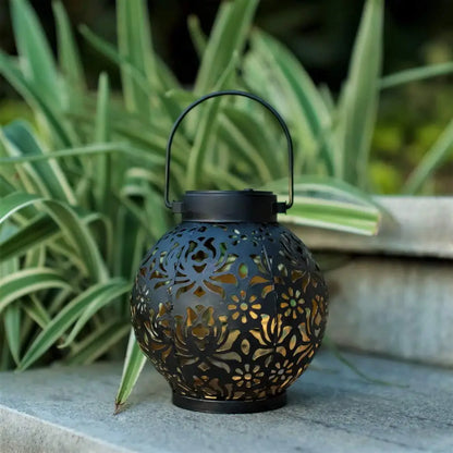 Solar Hanging Garden Lantern with Hollow Projection Design