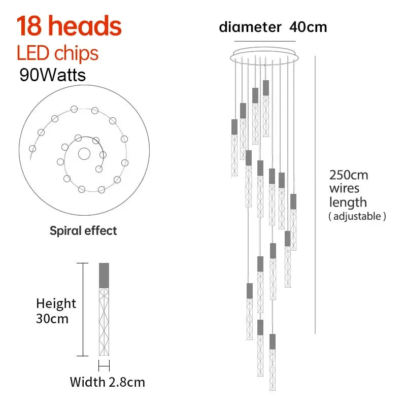 Spiral Crystal Staircase Chandelier for Luxury Interiors