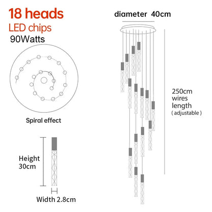 Spiral Crystal Staircase Chandelier for Luxury Interiors