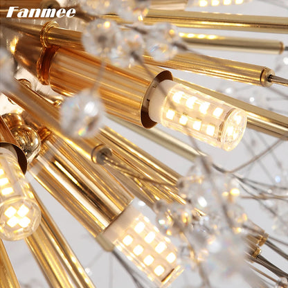 Modern Firework Crystal Chandelier Gold Sputnik Pendant Light