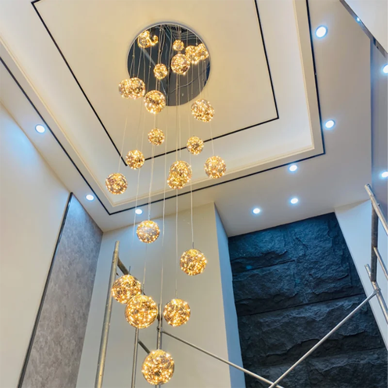 Modern Glass Ball Chandelier for Living Rooms