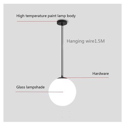 Glass Ball Pendant Light Modern Bar Restaurant Hanging Lamp