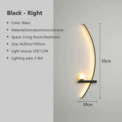 Modern Black LED Wall Light for Bedrooms and Hallways