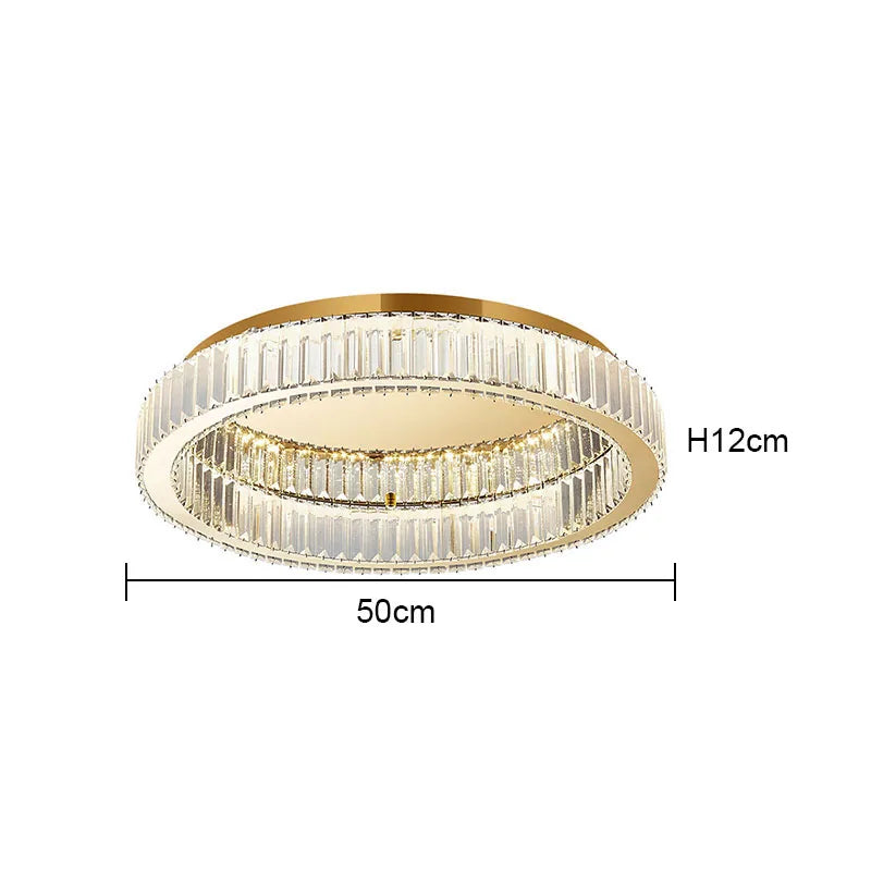 Modern Gold Crystal Ceiling Chandelier LED Living Room Light