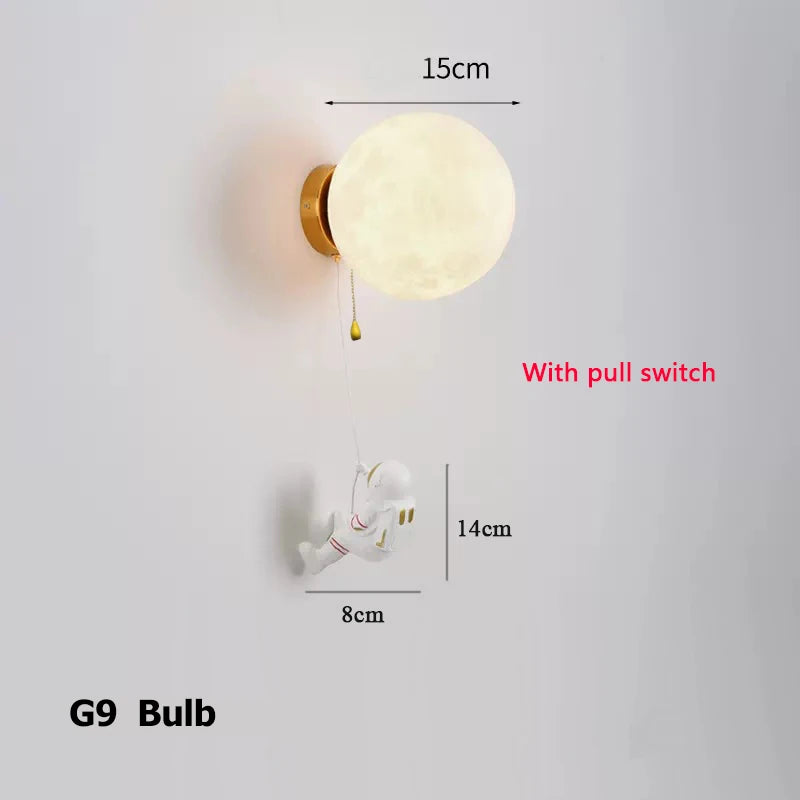 Astronaut Moon Wall Lamp for Kids Bedrooms