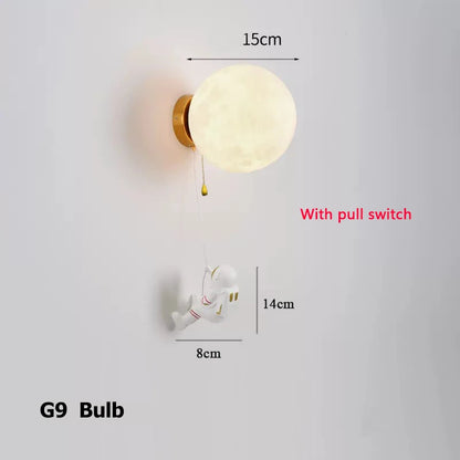 Astronaut Moon Wall Lamp for Kids Bedrooms