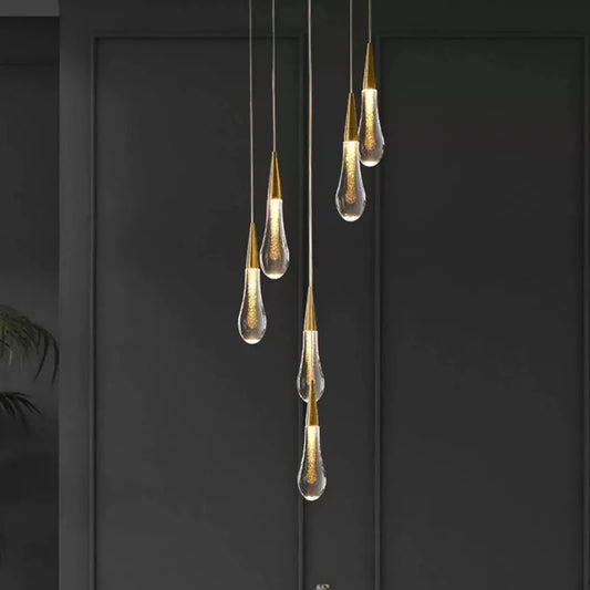 Raindrop Crystal Chandelier Modern Stair and Ceiling Lighting