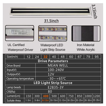 Modern Outdoor LED Strip Wall Light for Patios