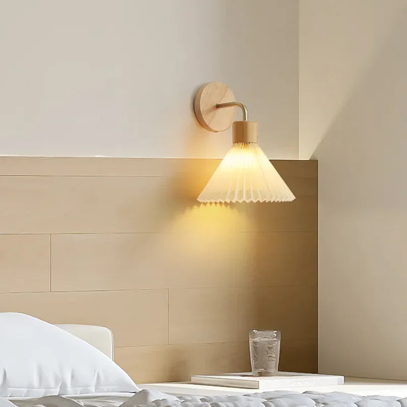 Nordic Wooden Wall Lamp for Cozy Bedrooms