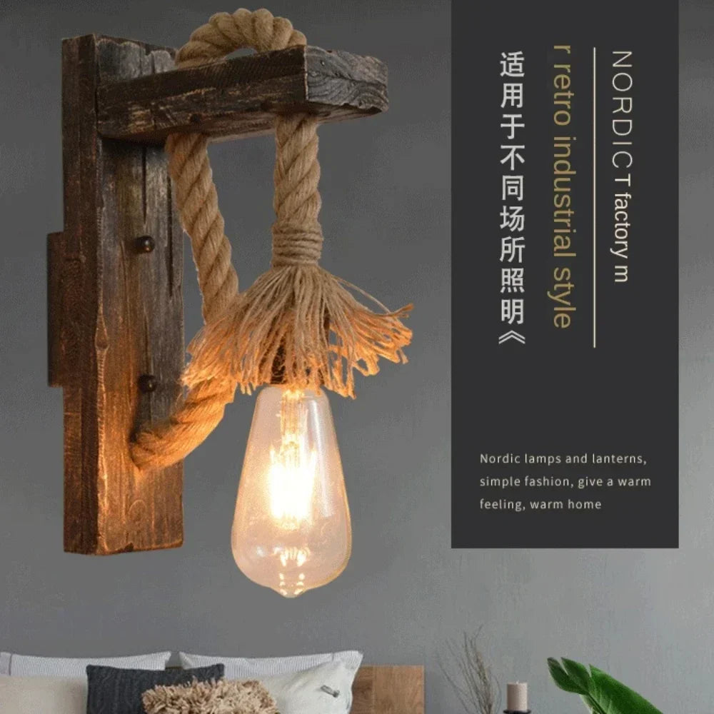 Industrial Farmhouse Wall Sconce with Wood Accent
