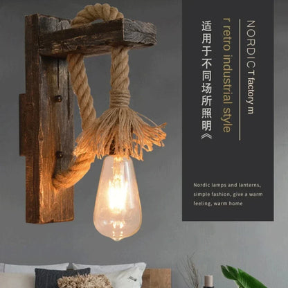 Industrial Farmhouse Wall Sconce with Wood Accent