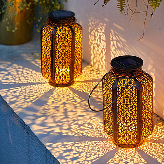 Retro Solar Hanging Lantern for Garden Pathways
