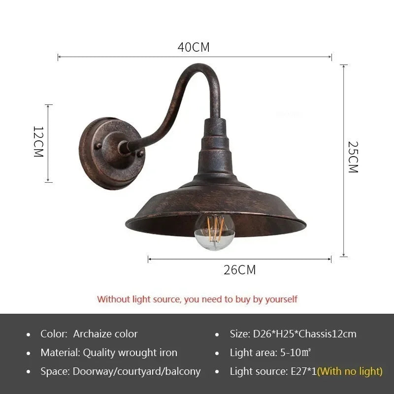 Retro Waterproof Outdoor Wall Light for Garden Entrances
