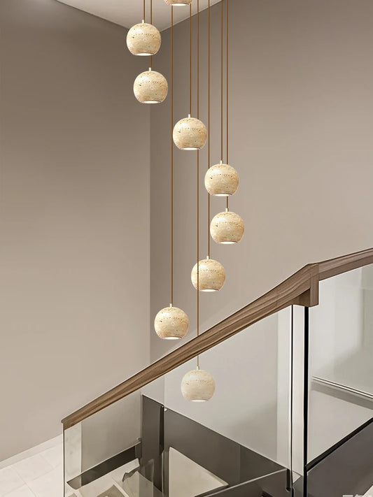 Luxury Stone Pendant Chandelier for Modern Staircases