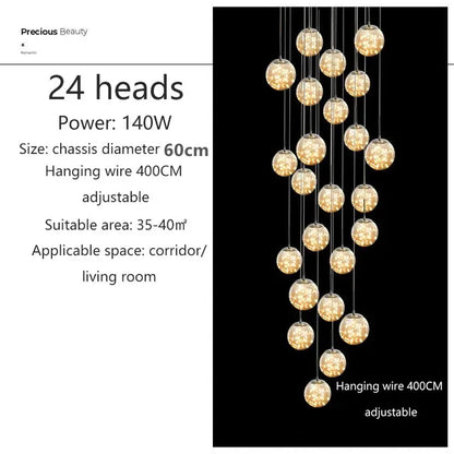 Dimmable Glass Ball Pendant Light for Staircases