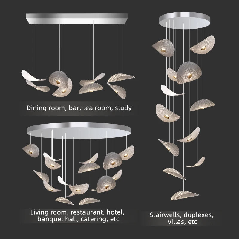 Modern Glass Staircase Chandelier for High Ceilings