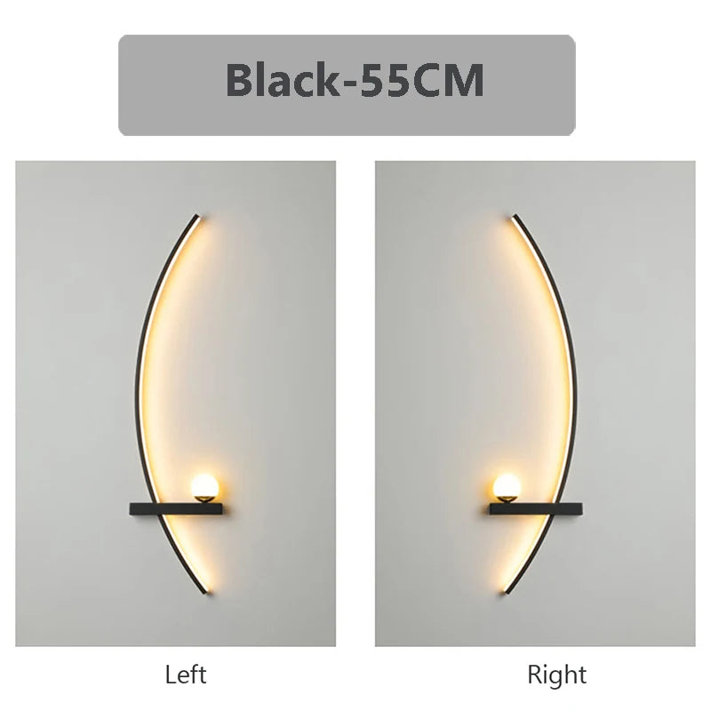Modern Black LED Wall Light for Bedrooms and Hallways