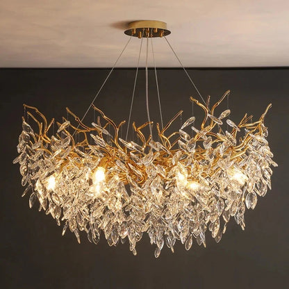 Luxury Gold Crystal Chandelier LED Villa and Living Room Light