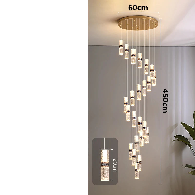 Luxury Crystal Staircase Chandelier for High Ceilings