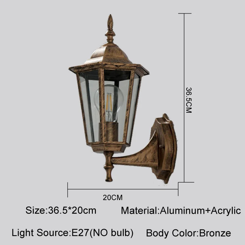 Vintage Waterproof Outdoor Wall Lantern for Porches
