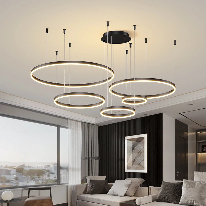 Modern Circular Ring LED Chandelier Living Room Ceiling Light