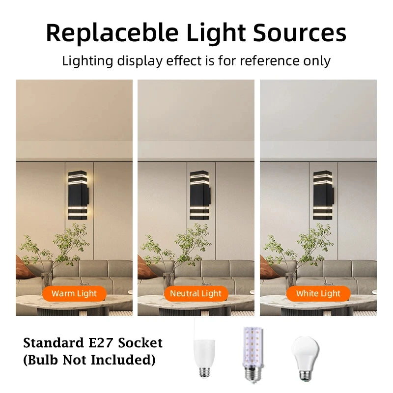 Outdoor LED Wall Sconce E27 Up Down Waterproof Porch Light