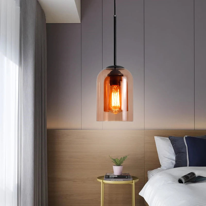 Modern Double Glass Wall Sconce for Bedrooms