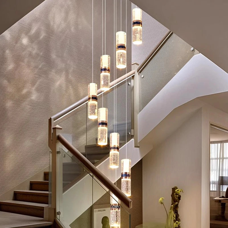 Luxury Crystal Staircase Chandelier for High Ceilings