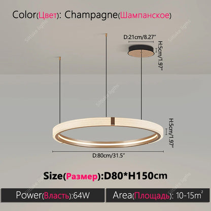Modern Round Ring Chandelier LED Living Room Bedroom Pendant Light
