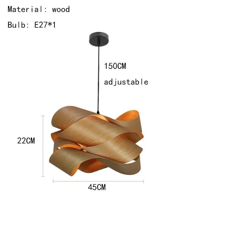 Wooden Pendant Lamp Southeast Asian Bedroom Restaurant Light