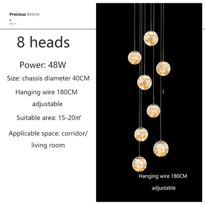 Modern Glass Ball Chandelier for Living Rooms