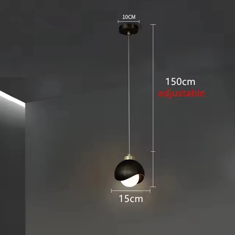 Glass Ball Pendant Lamp Modern Bedroom Bedside Hanging Light