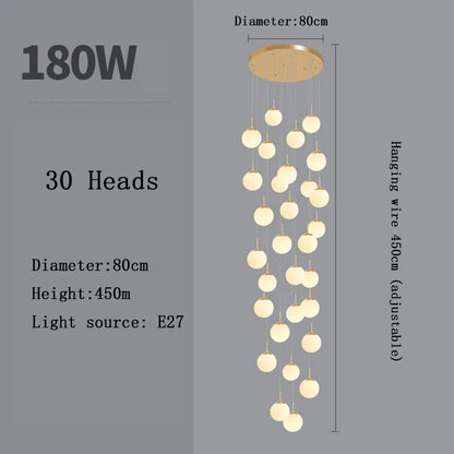 Nordic LED Glass Chandelier Loft Duplex Hotel Lobby Pendant Lamp