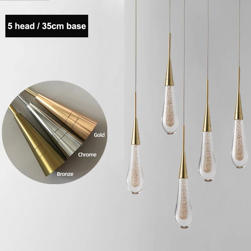 Raindrop Crystal Chandelier Modern Stair and Ceiling Lighting
