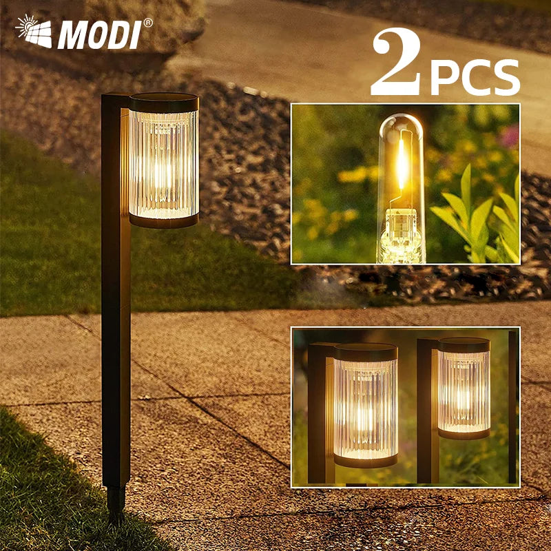 Solar Spike Path Lights with Warm LED Glow