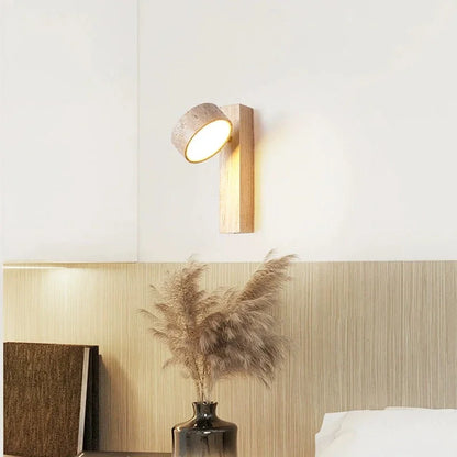 Wabi Sabi Travertine Wall Lamp with Pull Chain