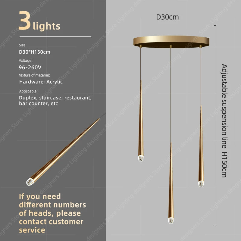 Luxury Staircase Crystal Chandelier High Ceiling Villa Pendant Lighting