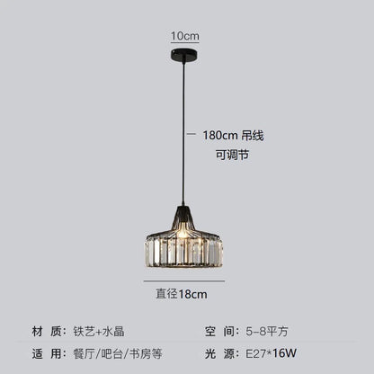 Nordic Crystal Pendant Light Kitchen Island Dining Room Lamp