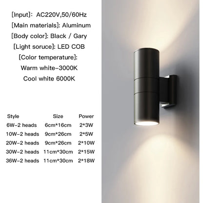 Modern Up and Down Outdoor Wall Light
