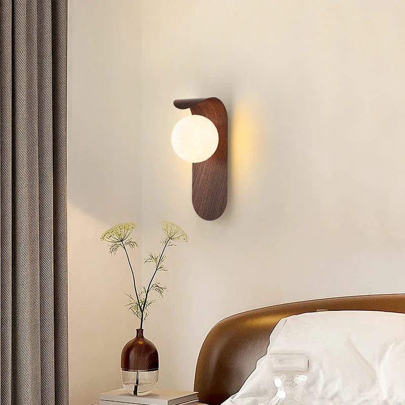 Walnut Wood Grain Wall Lamp for Cozy Interiors