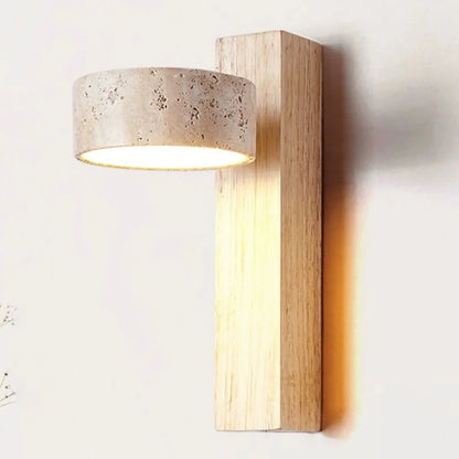Wabi Sabi Travertine Wall Lamp with Pull Chain