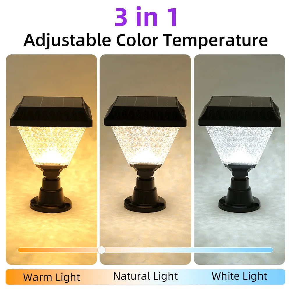 Solar Pillar Light Remote Control Outdoor Garden Wall Lamp