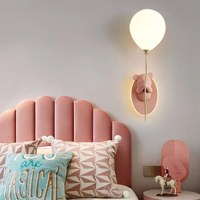 Cute Balloon Bear Wall Lamp for Kids Rooms